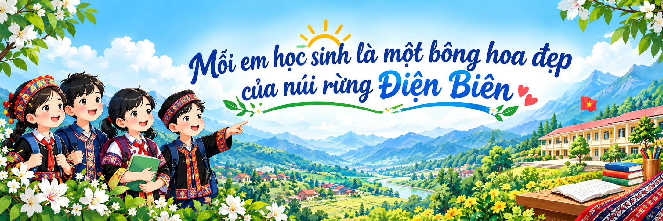 Moi em hoc sinh la mot bong hoa dep cua nui rung Dien Bien